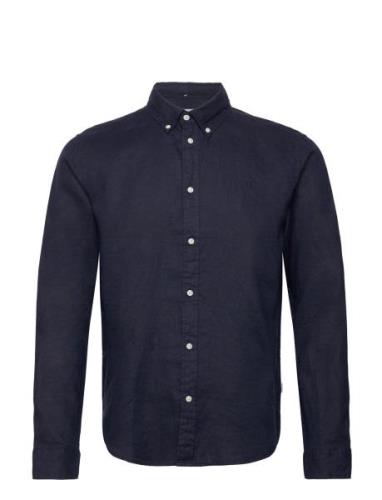 Les Deux Kristian Linen B.d. Shirt Marinblå