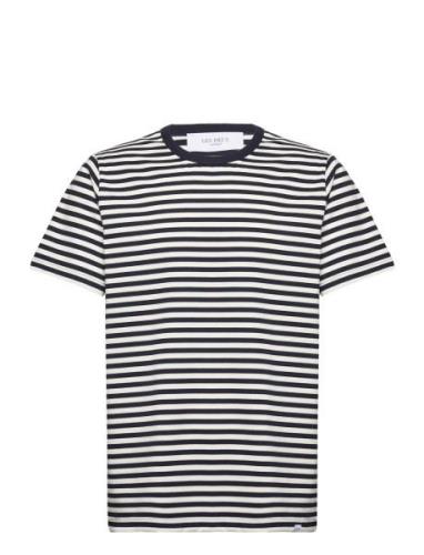 Les Deux Adrian Stripe T-Shirt Marinblå