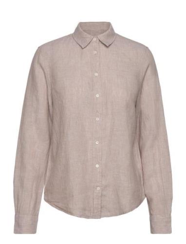 GANT Reg Linen Chambray Shirt Beige