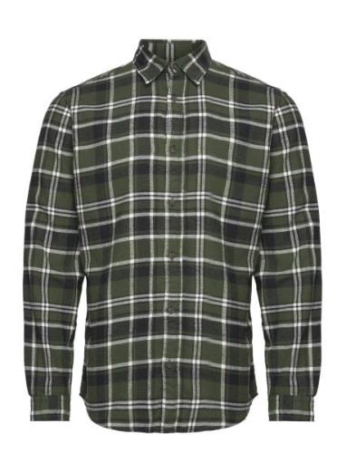 Jack & J S Jjplain Fall Check Shirt Ls Khaki Green