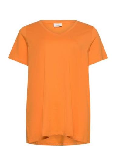 ONLY Carmakoma Carbonnie Life S/S V-Neck A-Shape Tee Orange