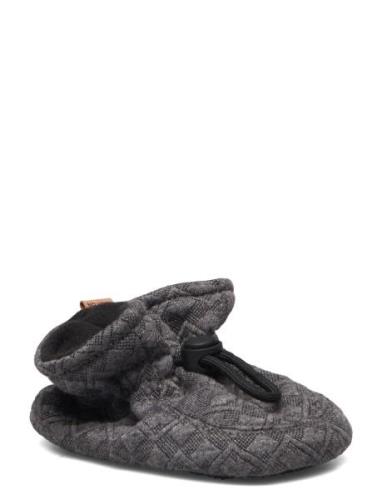 Melton Cotton Jaquard Slippers Grå