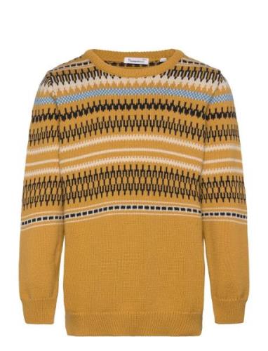 Knowledge Cotton Apparel Jacquard Knit Cotton Crew Knit - Go Gul