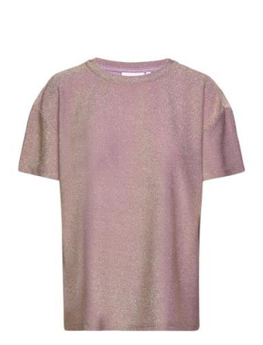 Coster Copenhagen Shimmer Tee In Lurex Jersey Rosa