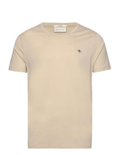 GANT Slim Shield V-Neck T-Shirt Beige