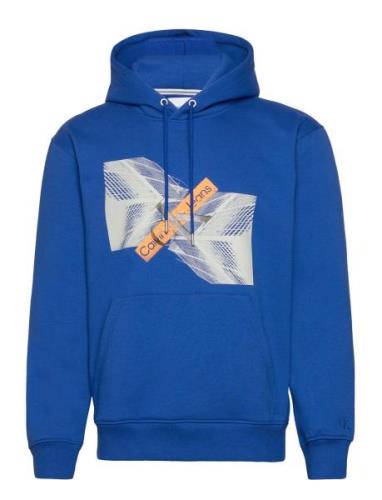 Calvin Klein Jeans Skyscraper Urban Graphic Hoodie Blå