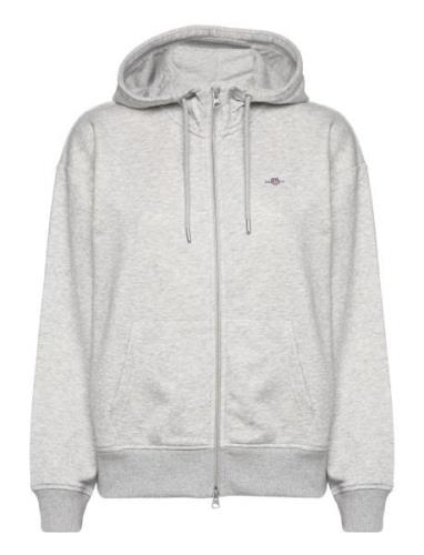 GANT Rel Shield Zip Hoodie Grå