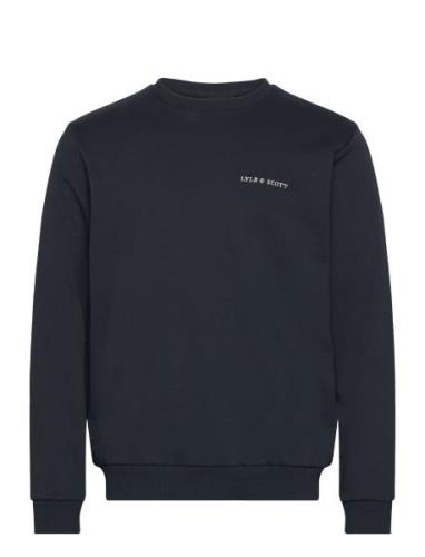 Lyle & Scott Embroidered Crew Neck Sweatshirt Marinblå