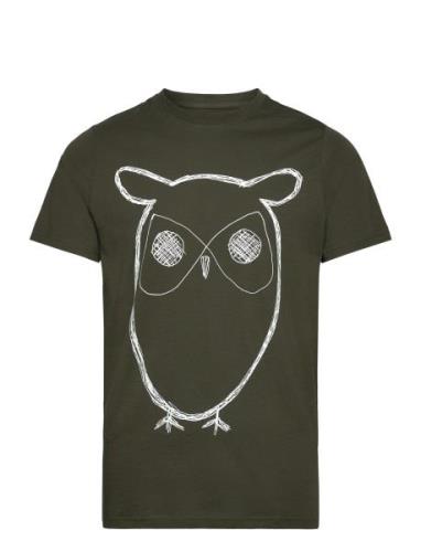 Knowledge Cotton Apparel Alder Big Owl Tee - Gots/Vegan Grön