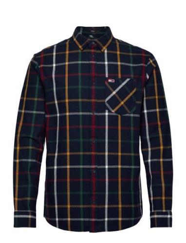 Tommy Jeans Tjm Reg Check Flannel Shirt Marinblå