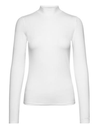 Calvin Klein Cotton Modal Mock Neck Ls Top Vit