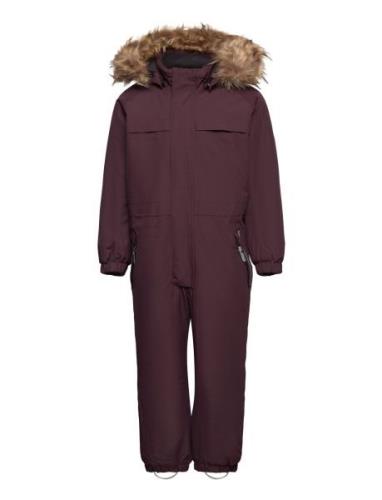 Color Kids Coverall W. Fake Fur Burgundy