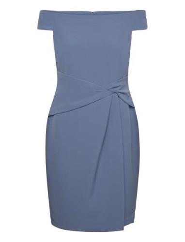 Lauren Ralph Lauren Crepe Off-The-Shoulder Cocktail Dress Blå