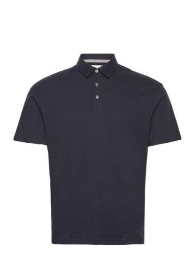 Jack & J S Jprcc Soft Linen Blend Ss Polo Marinblå