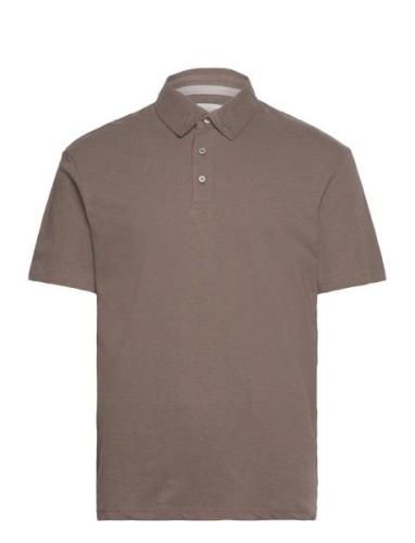 Jack & J S Jprcc Soft Linen Blend Ss Polo Brun