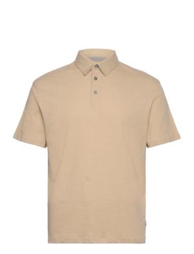 Jack & J S Jprcc Soft Linen Blend Ss Polo Beige