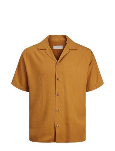 Jack & J S Jprccaaron Tencel Resort Shirt S/S Ln Orange