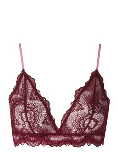 Understatement Underwear Lace Triangle Bralette Burgundy