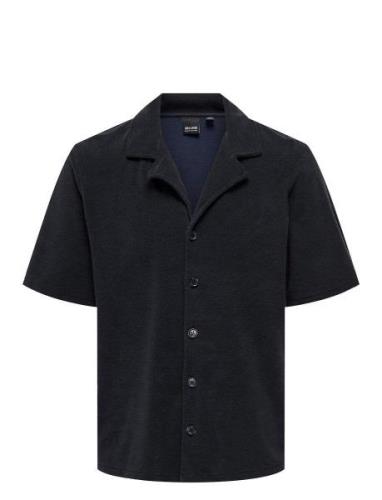 ONLY & SONS Onsdeniz Reg Ss Terry Shirt Cs Marinblå