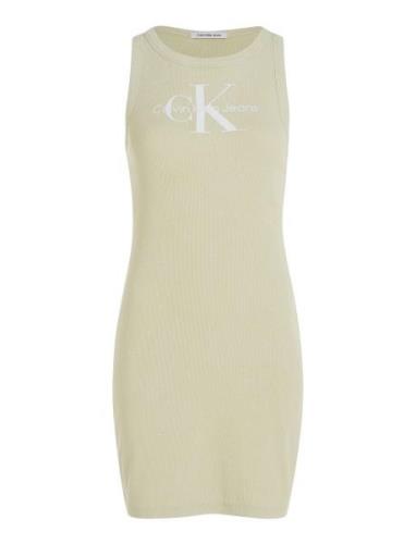 Calvin Klein Jeans Archival Monologo Rib Tank Dress Grön