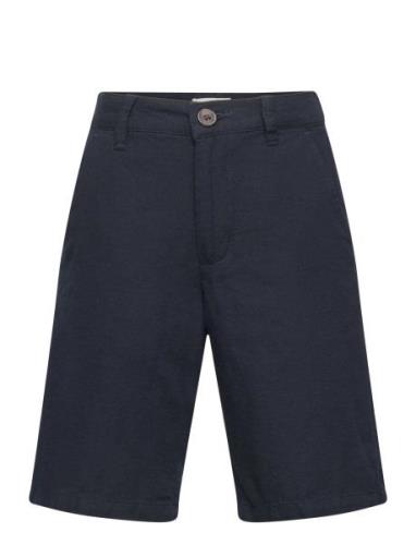 Mango Linen Chino Bermuda Shorts Marinblå