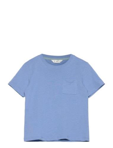 Mango Essential Cotton-Blend T-Shirt Blå