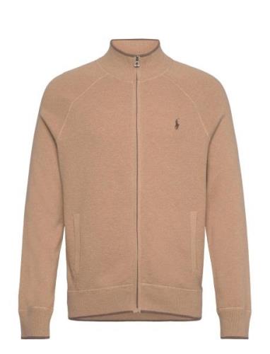 Polo Ralph Lauren Textured Cotton Full-Zip Sweater Beige