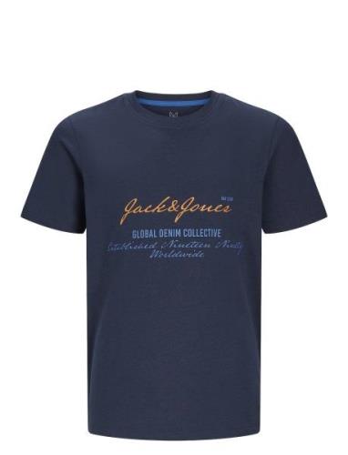 Jack & J S Jjgreat B2S Logo Tee Ss Ln Jnr Marinblå