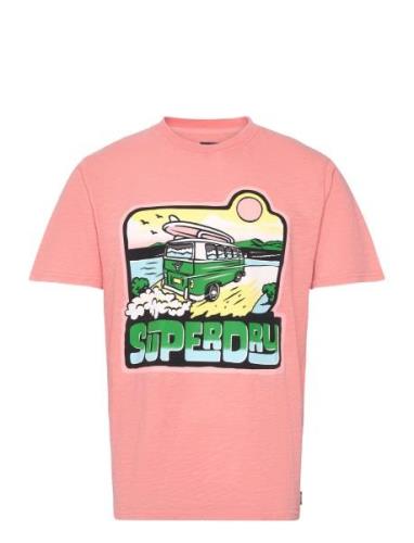 Superdry Neon Travel Graphic Loose Tee Rosa