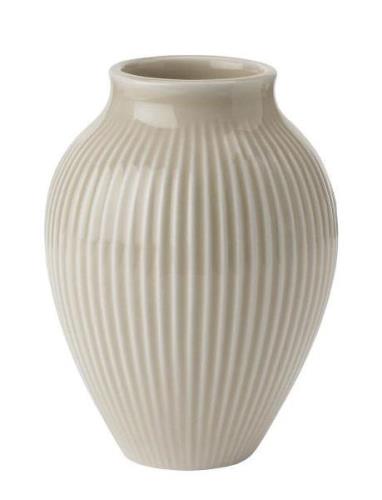 Knabstrup Keramik Knabstrup Vase H 12.5 Cm Ripple Sand Beige