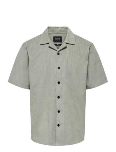 ONLY & SONS Onsbarett Reg Wash Cord Ss Resort Shirt Grå