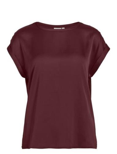 Vila Viellette S/S Satin Top - Noos Burgundy