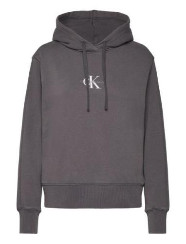 Calvin Klein Jeans Washed Monologo Regular Hoodie Svart