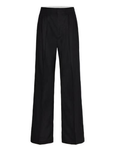 Mango Contrast-Trim Pleated Trousers Svart