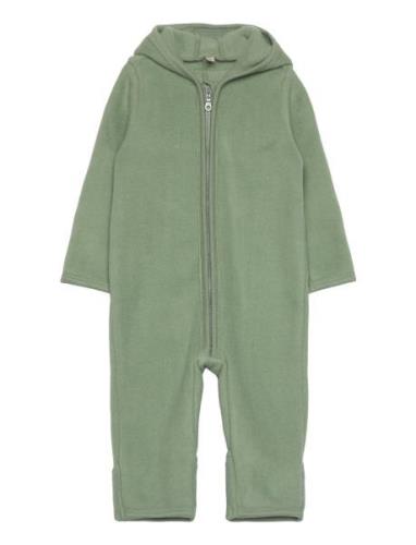 Huttelihut Pram Suit Ears Cot. Fleece Grön