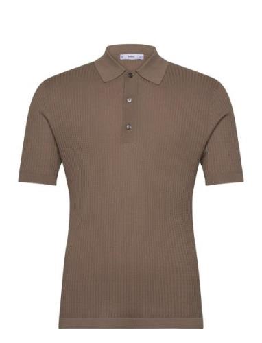 Mango Knit Cotton Polo Shirt Brun