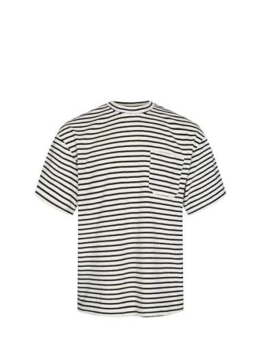 Anerkjendt Akholger Frotte Stripe Tee Marinblå