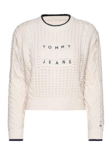 Tommy Jeans Tjw Bubble Cable Flag Crew Kräm