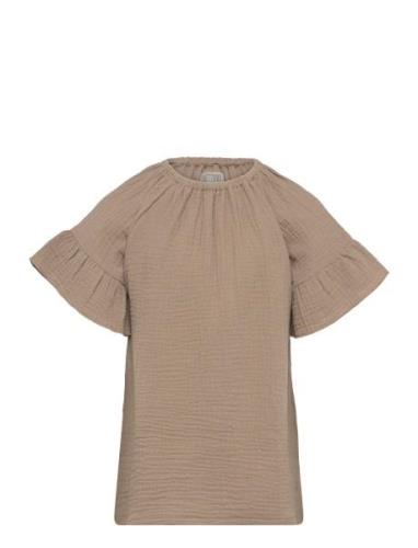 Huttelihut Blouse Ss Muslin Brun