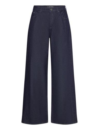 Karl Lagerfeld Mid Rise Wide Leg Denim Pants Blå