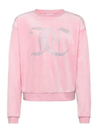 Juicy Couture Diamante Velour Crew Rosa