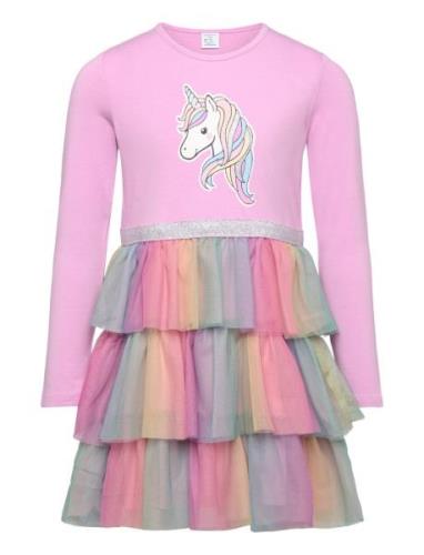 Lindex Dress L S Unicorn And Mesh Ski Rosa