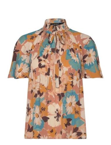 Lauren Ralph Lauren Floral Pleated Georgette Blouse Brun