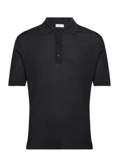 Mango Knit Cotton Polo Shirt Svart