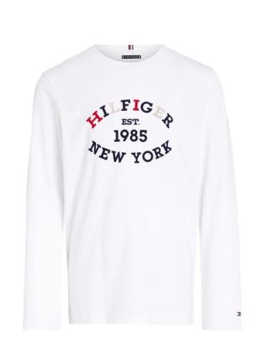 Tommy Hilfiger Monotype Flock Regular Tee Ls Vit