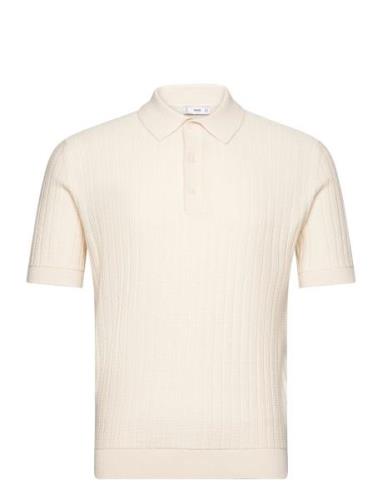 Mango 100% Cotton Micro-Structure Polo Shirt Kräm