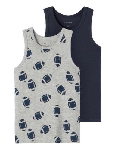 Name It Nmmtank Top 2P Grey Mel Rugby Noos Grå