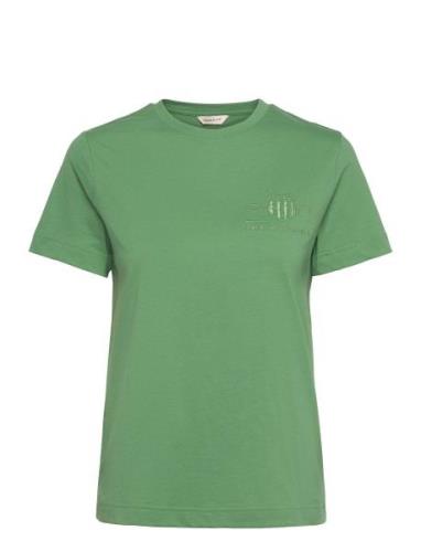 GANT Reg Tonal Shield Ss T-Shirt Grön