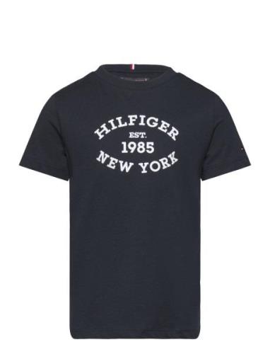 Tommy Hilfiger Monotype Flock Regular Tee Ss Marinblå