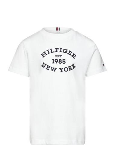 Tommy Hilfiger Monotype Flock Regular Tee Ss Vit